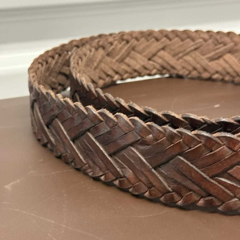 BED|STU Cobbler Series Genuine Leather Woven Belt Braided Brass XL 42